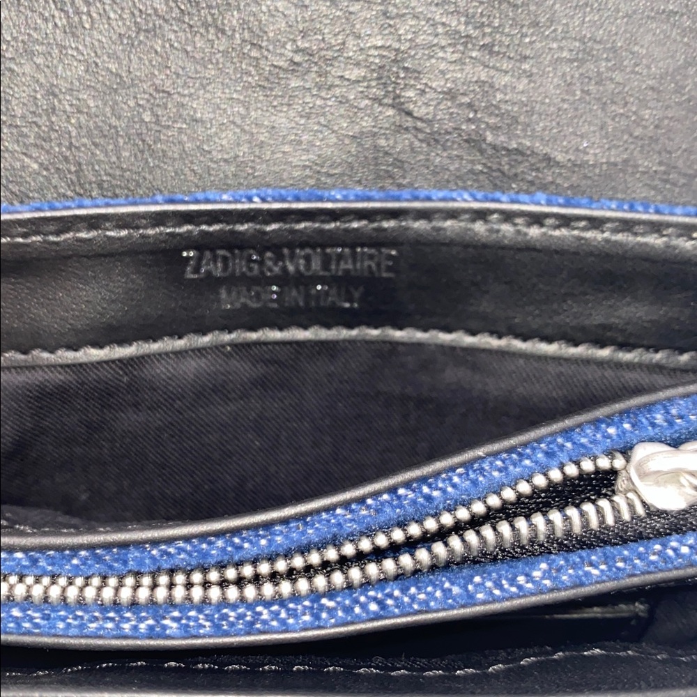 Zadig & Voltaire Kate Denim Wallet On A Chain Crossbody Clutch - Picture 12 of 17